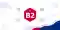 Bannière du niveau B2 avec un badge turquoise, la mention « Niveau B2 » et un fond clair agrémenté de motifs géométriques turquoise.