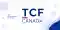 Illustration d’un ours polaire passant par une porte avec un drapeau canadien, à côté du logo TCF Canada.